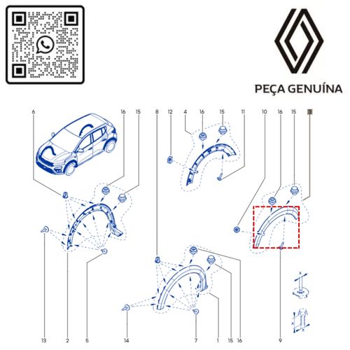 RN 34619R 788A34619R ACABAMENTO PROTETOR PARALAMA TRAS. ESQ. KARDIAN 3